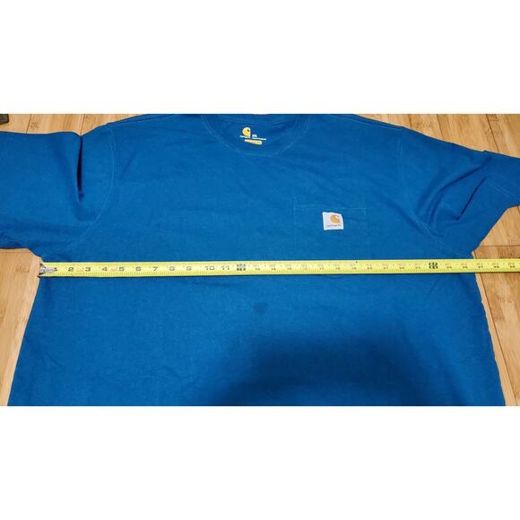 Carhartt Mens T Shirt 2XL XXL Bright Turquoise Blue Original Fit Logo Pocket Tee - Picture 8 of 10
